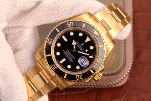 1:1 SUPER REPLICA ROLEX SUBMARINER DATE 116618LN VR FACTORY 18K YELLOW GOLD WRAPPED BLACK DIAL