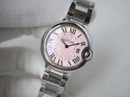 1:1 SUPER REPLICA BALLON BLEU DE CARTIER 33MM V6 FACTORY PINK DIAL