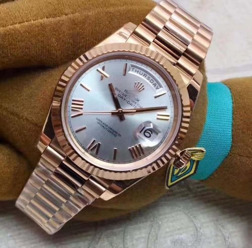 1:1 SUPER REPLICA ROLEX DAY-DATE 40 228235 ROSE GOLD 40MM EW FACTORY SUNDUST DIAL