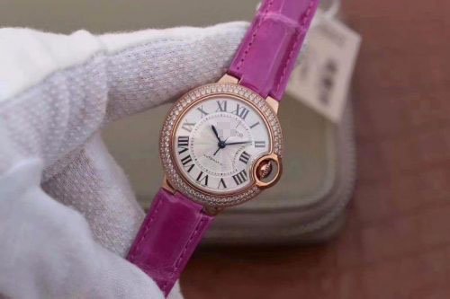 1:1 SUPER REPLICA CARTIER BALLON BLEU 36MM ROSE GOLD V9 FACTORY SILVER DIAL