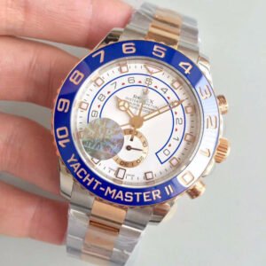 1:1 SUPER REPLICA ROLEX YACHT MASTER II 116681 JF FACTORY ROSE GOLD WHITE DIAL