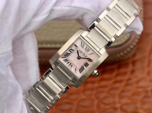 1:1 SUPER REPLICA CARTIER TANK FRANCAISE LADIES W51028Q3 PINK DIAL