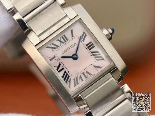 1:1 SUPER REPLICA CARTIER TANK FRANCAISE LADIES W51028Q3 PINK DIAL
