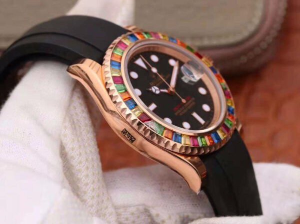 1:1 SUPER REPLICA ROLEX YACHT MASTER 116695SATS 40MM NOOB FACTORY 18K ROSE GOLD WRAPPED BLACK DIAL