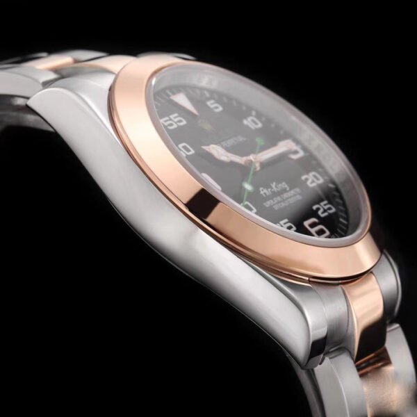 1:1 SUPER REPLICA ROLEX AIR-KING 116900 ROSE GOLD JF FACTORY BLACK DIAL