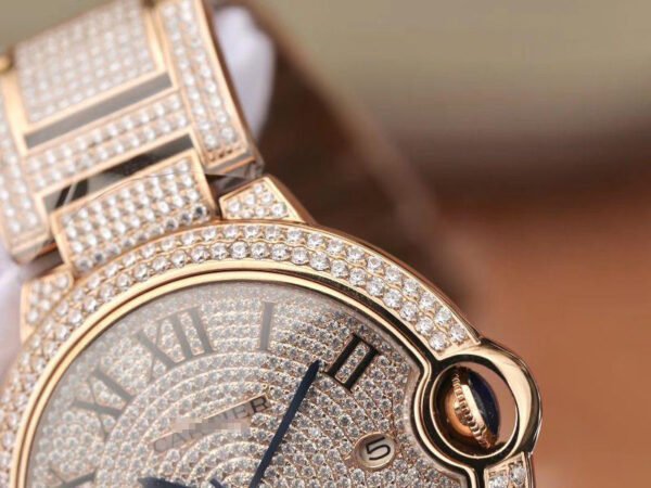 1:1 SUPER REPLICA BALLON BLEU DE CARTIER W69006Z2 42MM TW FACTORY ROSE GOLD DIAMONDS DIAL