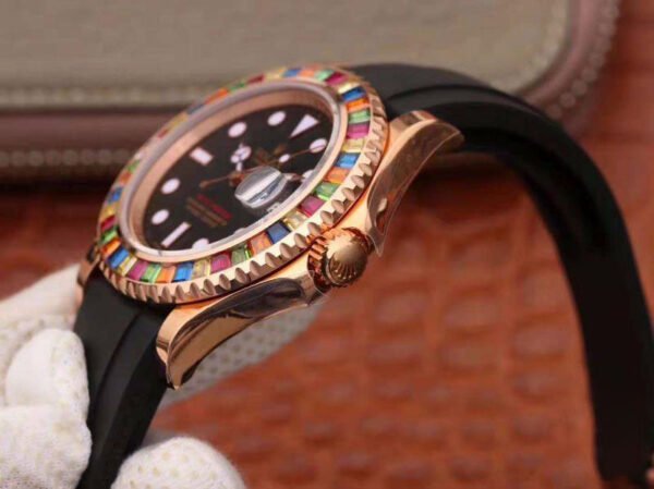 1:1 SUPER REPLICA ROLEX YACHT MASTER 116695SATS 40MM NOOB FACTORY 18K ROSE GOLD WRAPPED BLACK DIAL