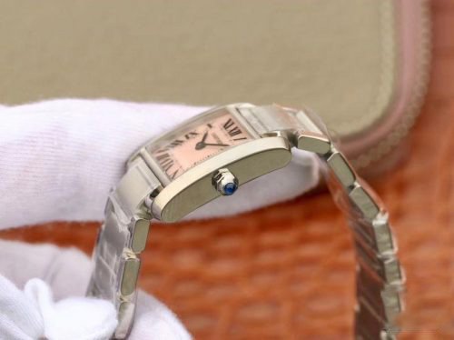 1:1 SUPER REPLICA CARTIER TANK FRANCAISE LADIES W51028Q3 PINK DIAL