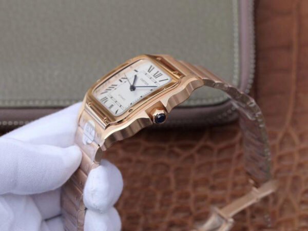 1:1 SUPER REPLICA CARTIER DE SANTOS 40MM BV FACTORY 18K ROSE GOLD CASE WHITE DIAL