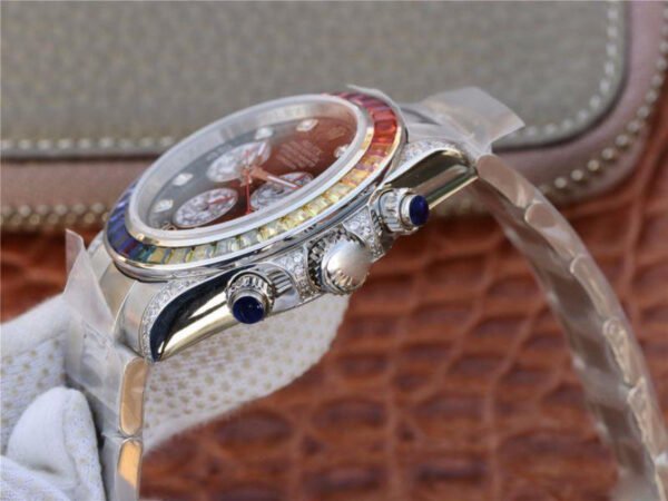 1:1 SUPER REPLICA ROLEX DAYTONA COSMOGRAPH RAINBOW 116595RBOW BL FACTORY BLACK DIAL