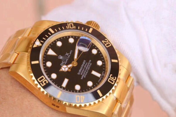 1:1 SUPER REPLICA ROLEX SUBMARINER DATE 116618LN VR FACTORY 18K YELLOW GOLD WRAPPED BLACK DIAL