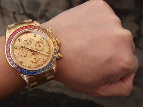 1:1 SUPER REPLICA ROLEX DAYTONA COSMOGRAPH RAINBOW 116598RBOW BL FACTORY GOLD DIAL