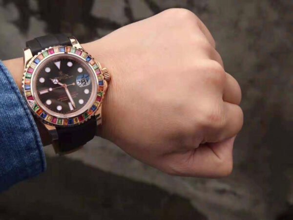 1:1 SUPER REPLICA ROLEX YACHT MASTER 116695SATS 40MM NOOB FACTORY 18K ROSE GOLD WRAPPED BLACK DIAL